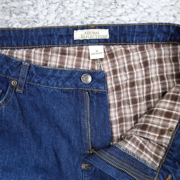Natural Reflections Flannel Lined Straight Leg Jeans Women's Size 12 Blue Denim - Picture 6 of 12